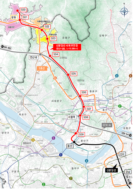 신분당선 서북부연장 노선도