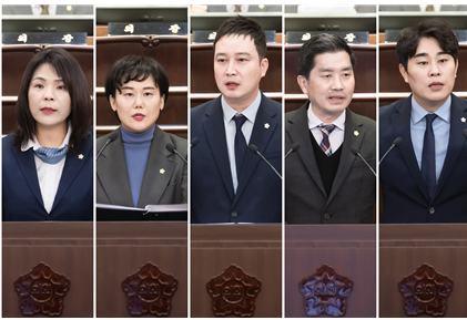 .제298회 임시회 2차 본회의에서 손정자, 한송연, 이진환, 김동훈, 김상수 의원이 시정질문에 나섰다.