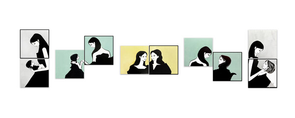 자이언제이, 삶의 순환과 하모니 시리즈 Cycle of Life and Harmony, 2024, Ink and Acrylic on Canvas, 60.6 x 60.6 cm (10ea)