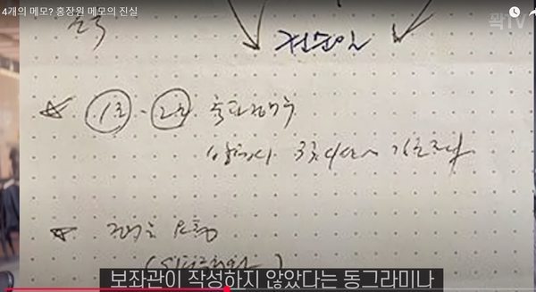 홍장원 전 국정원2차장 메모