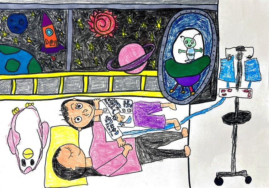 유아부 대상 구소윤 어린이의 '무균실 속 우주여행' 작품. [사진=농심]