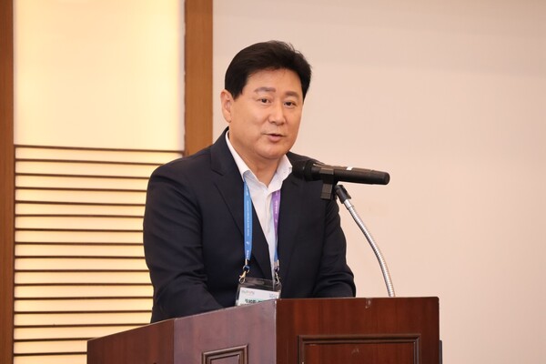 5월 14일 송진호 전라남도체육회장이 인사말을 하고 있다. [사진=차윤기 기자]