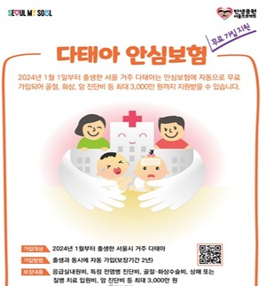 서울시, 새해 태어나는 쌍둥이 '안심보험' 무료 지원…최대 3천만 원 보장